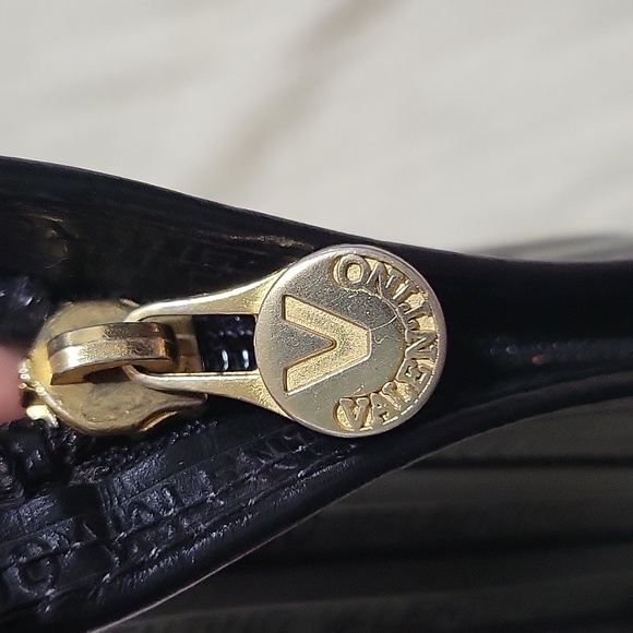 VintageMario Valentino Black Clutch Zip Closure